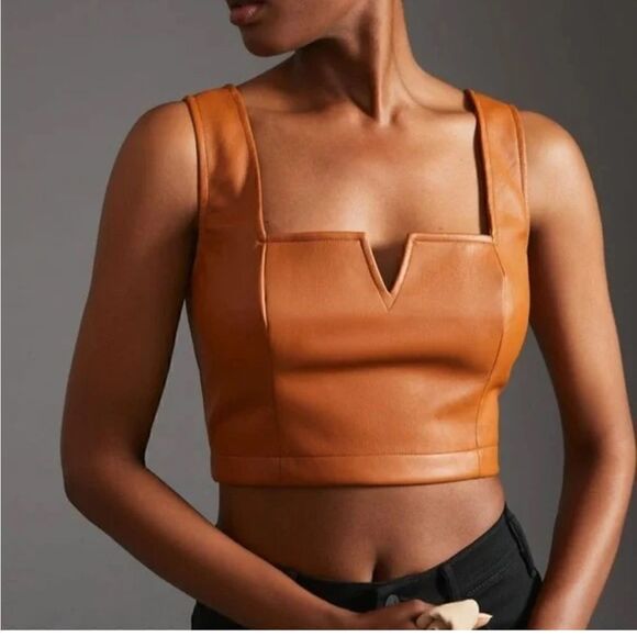 Maeve faux leather notch neck tank NWT - Picture 2 of 8